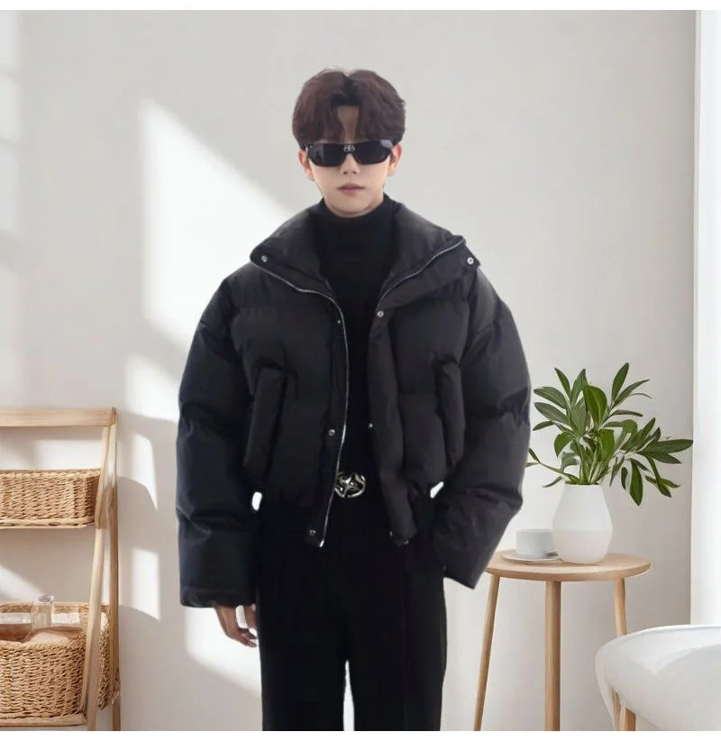 New American Style Cotton Jacket Stand Up Collar Couple's Cotton Jacket Thick Leather Bread Jacket Winter Short Down Cotton Jack