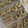 Stainless Steel Smooth Round Tube Chunky Hoop Earrings for Women Glossy Gold Plated Heart Geometric Threaded Ear Hoops Jewelry 1