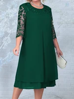 Plus Size Dresses for Women 2025 Embroidery Floral Patchwork Fall Wedding Guest Dress Green Formal Party Prom Womens Clothes - Image 2