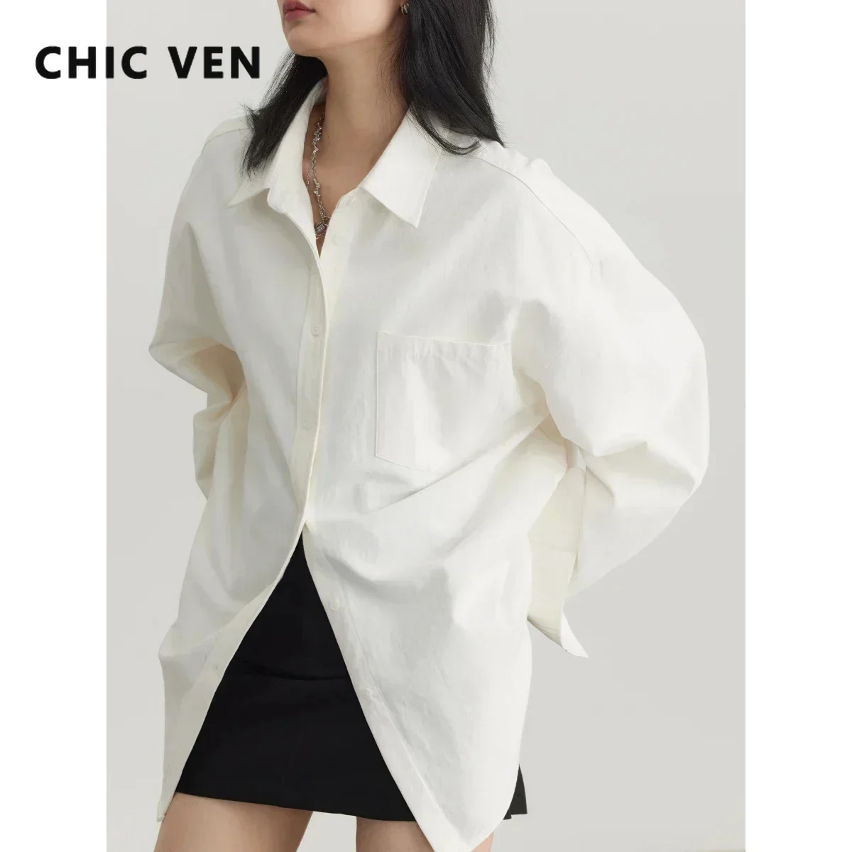 CHIC VEN – chemise coréenne à manches longues pour femme, ample, à la mode, manteau de bureau, vêtements de printemps et d'automne, 2025 1 CHIC VEN – chemise coréenne à manches longues pour femme, ample, à la mode, manteau de bureau, vêtements de printemps et d'automne, 2025 1