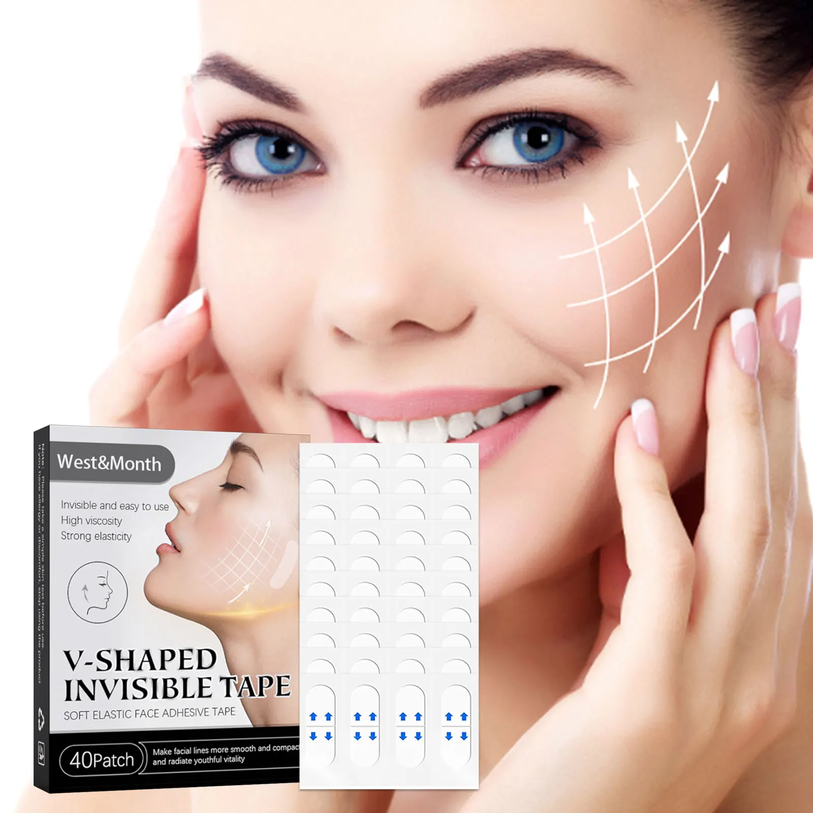 얼굴 리프팅 패치 보이지 않는 얼굴 리프트 테이프 목 턱 조임 V 얼굴 슬림 도구 이중턱 조임 용 리프터 패치