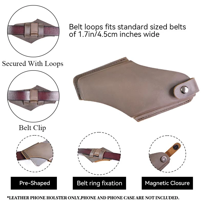 1pcDiagonal Cross Bag for Men, Casual Waist Bag with Leather Clip, High-Quality Leather Storage, Phone Bag, Daily Life