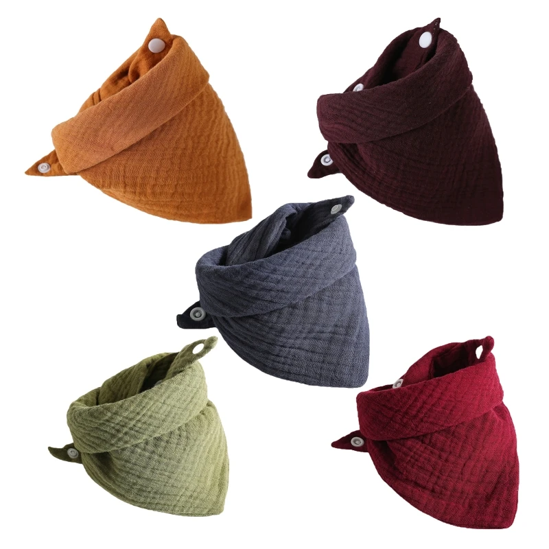 5Pcs Baby Feeding Drool Bibs Saliva Towel TRIANGLE Scarf Bandana Soft Cotton Bib Adjustable Button Burp Cloth Boys baby bib