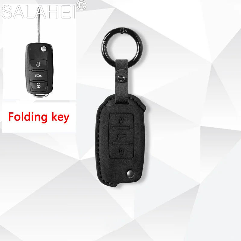 

Suede Car Key Case Cover For Volkswagen VW Bora Polo Tiguan Jetta Passat B5 B6 B7 Golf Beetle For Skoda Octavia Auto Accessories
