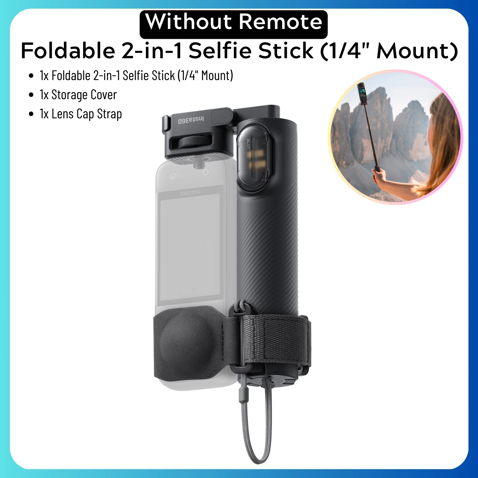 Insta360 X5 Foldable 2-in-1 Selfie Stick Tripod 1/4