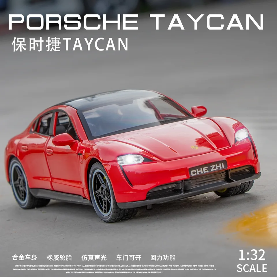 TOKAXI Modelos De Coches Fundidos Porsche Taycan Escala 1/36, Vehículos De Retroceso Porsche Coche De Juguete, Regalos De Coches Para Niños Y Niñas