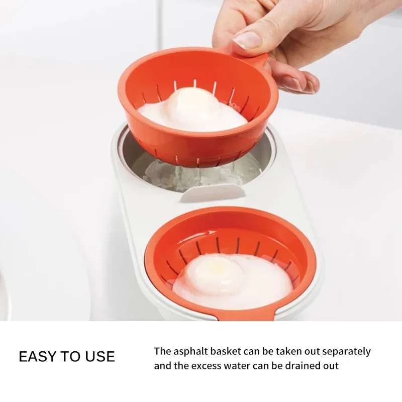 Egg Cooker Egg Boiler Mold Cup Egg Poacher Silicone Egg Poacher Egg Poacher Food Grade Pans Double Cup Egg Boiler Steam Microwave Oven Set Kitchen Cooking Tools