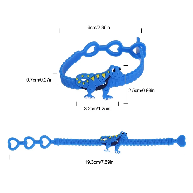 12/24Pcs Cartoon Dinosaur Bracelets Kids Boy Girl Jungle Animal Birthday Party Favors Gift for Guests Pinata Filler Baby Shower