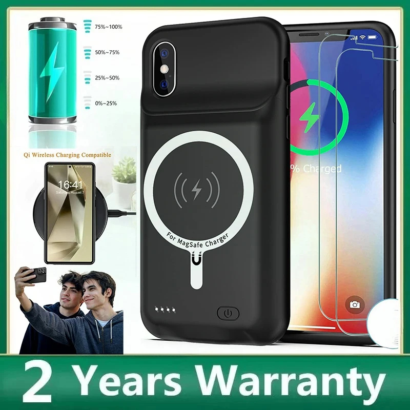 소프트 실리콘 10000mAh 무선 충전 케이스 아이폰 11 X XS 12 13 Pro Max용 충전식 배터리 케이스 아이폰 11용
