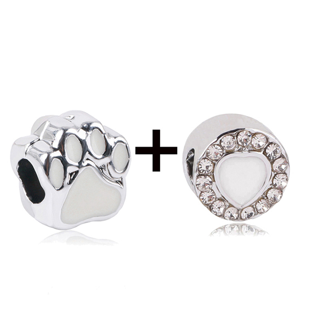 New Design White Heart Charm Beads Pendant Fit European Style Brand Bracelets Necklaces For Women Jewelry Making