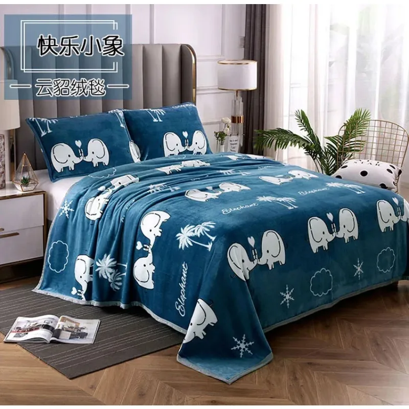 2024 Thickened Mink Blanket Double-sided Fleece Casual Blanket, Farley Fleece Pillowcase Sheet Blanket 3