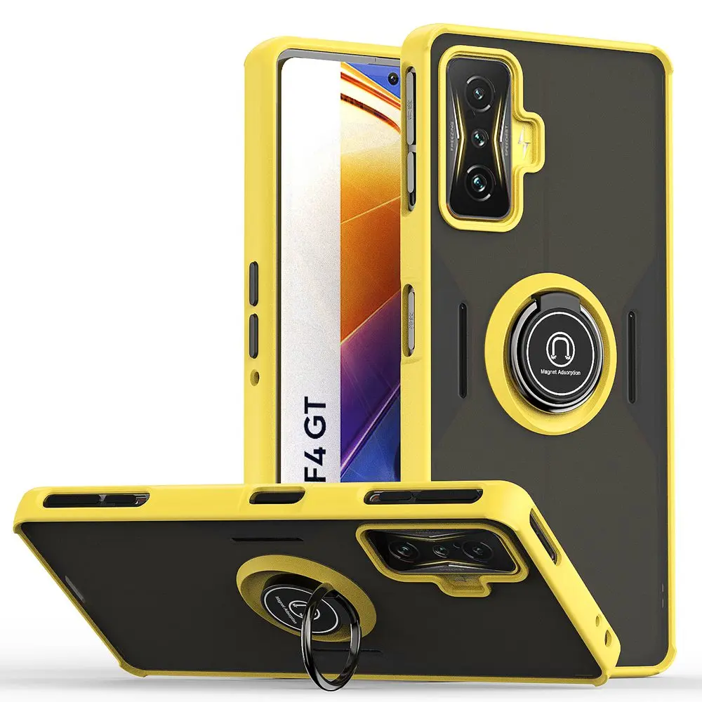 Shockproof Magnetic Ring Holder Case - Hard Protective Cover for Poco & Xiaomi Devices