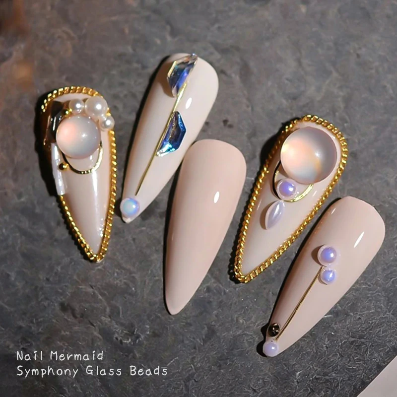 

Colorful Beads Aurora Round Glass Crystal Beads Nail Art Jewelry Ballet Caviar Beads DIY Nail Art Decoration Accessories