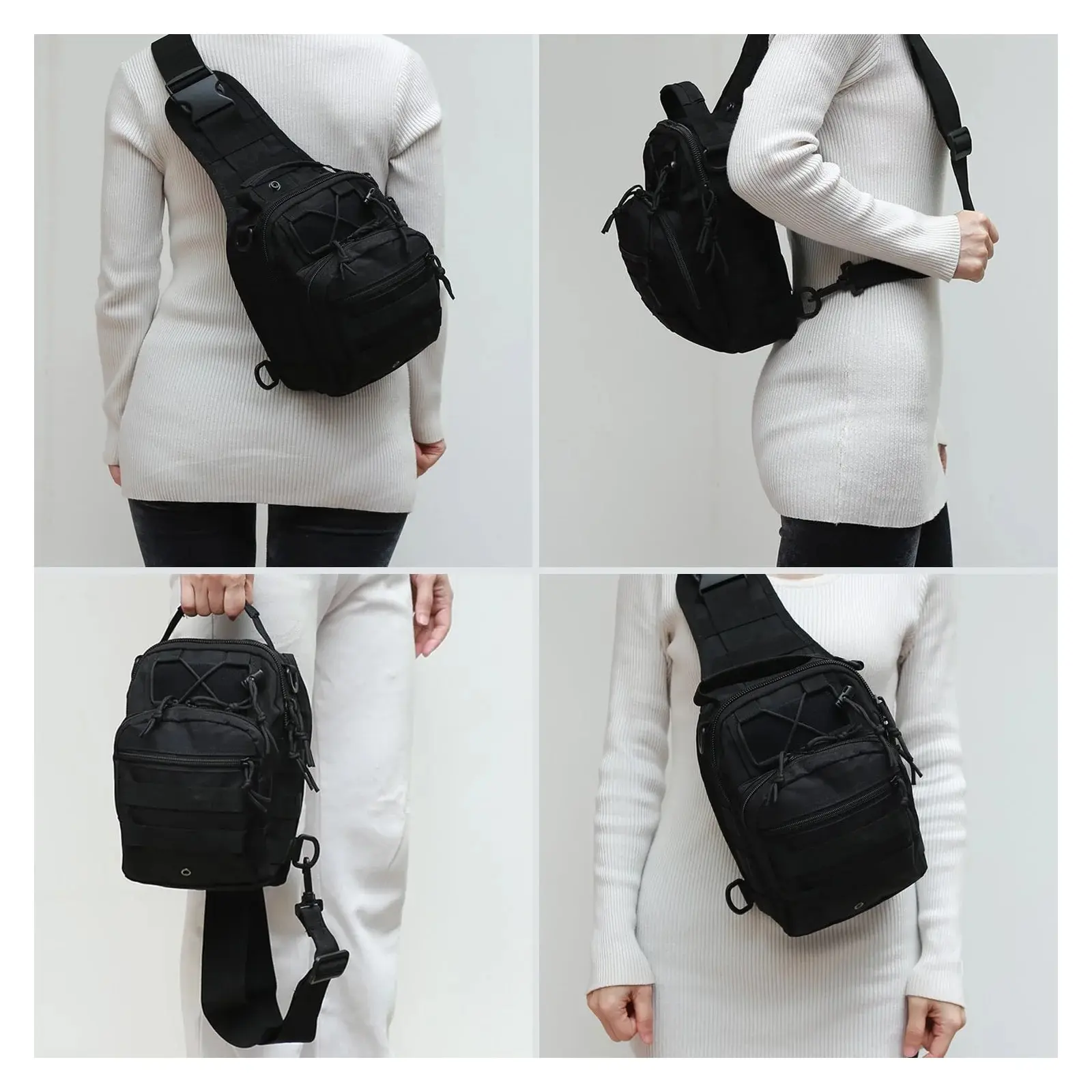 Water Resistant Polyester Tactical Sling Backpack for Hiking