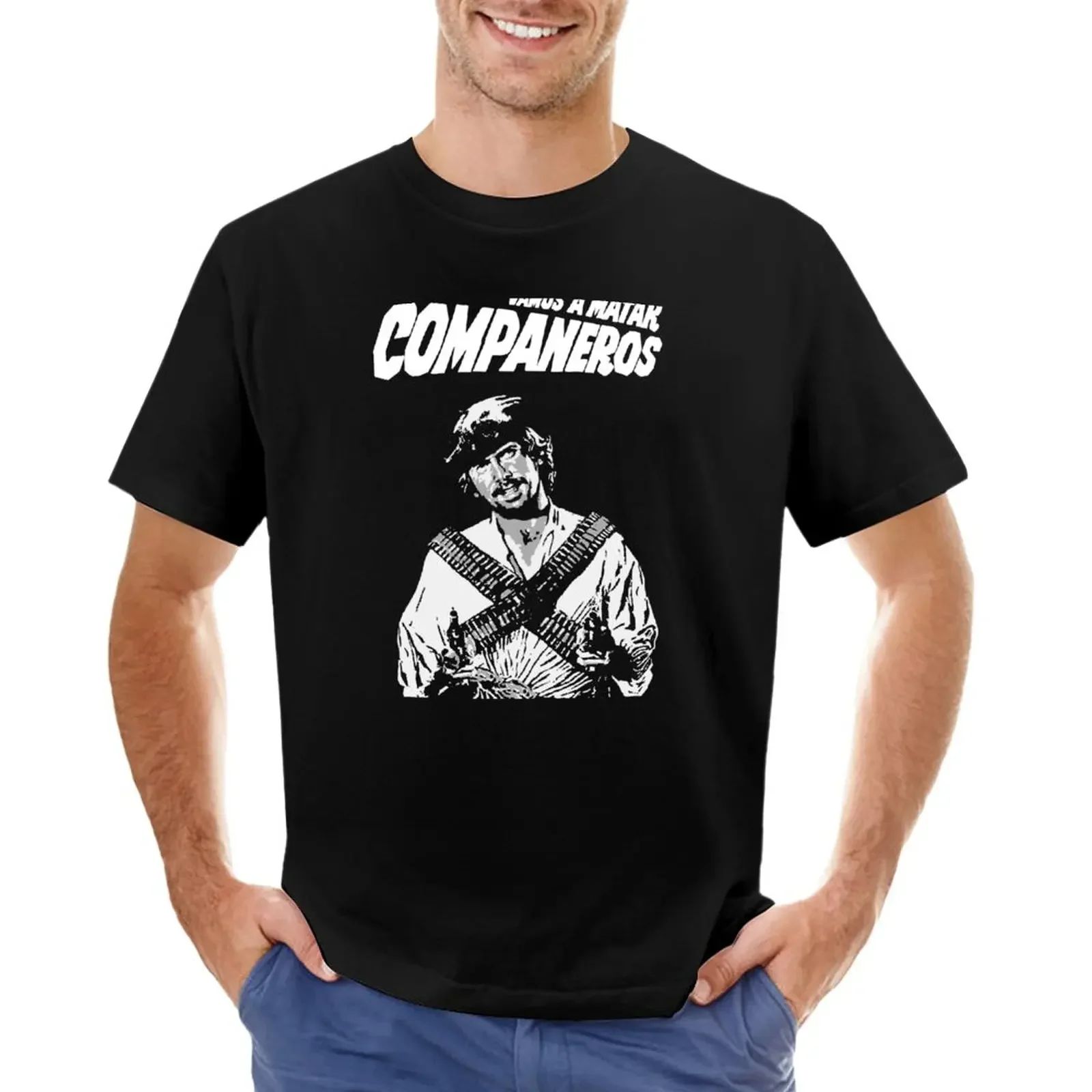 Vamos A Matar Compa?Eros Tomas Milian T-Shirt Asciugatura Rapida Blanks Men Clothes