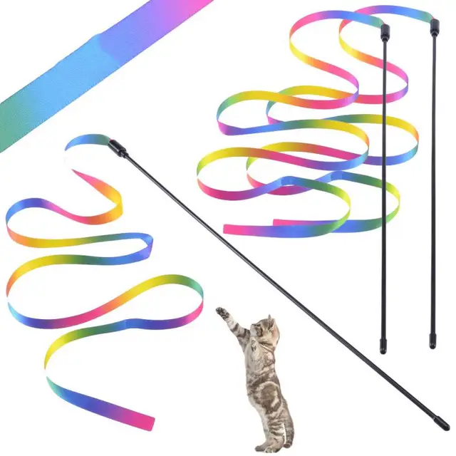 Double-sided Rainbow Ribbon Tease Cat Stick Pet Cat Toy Interactive Toy Cat Teasing Stick Pet Toys Cat Toys Interactive Double-sided Rainbow Ribbon Tease Cat Stick Pet Cat Toy Interactive Toy Cat Teasing Stick Pet Toys Cat Toys Interactive