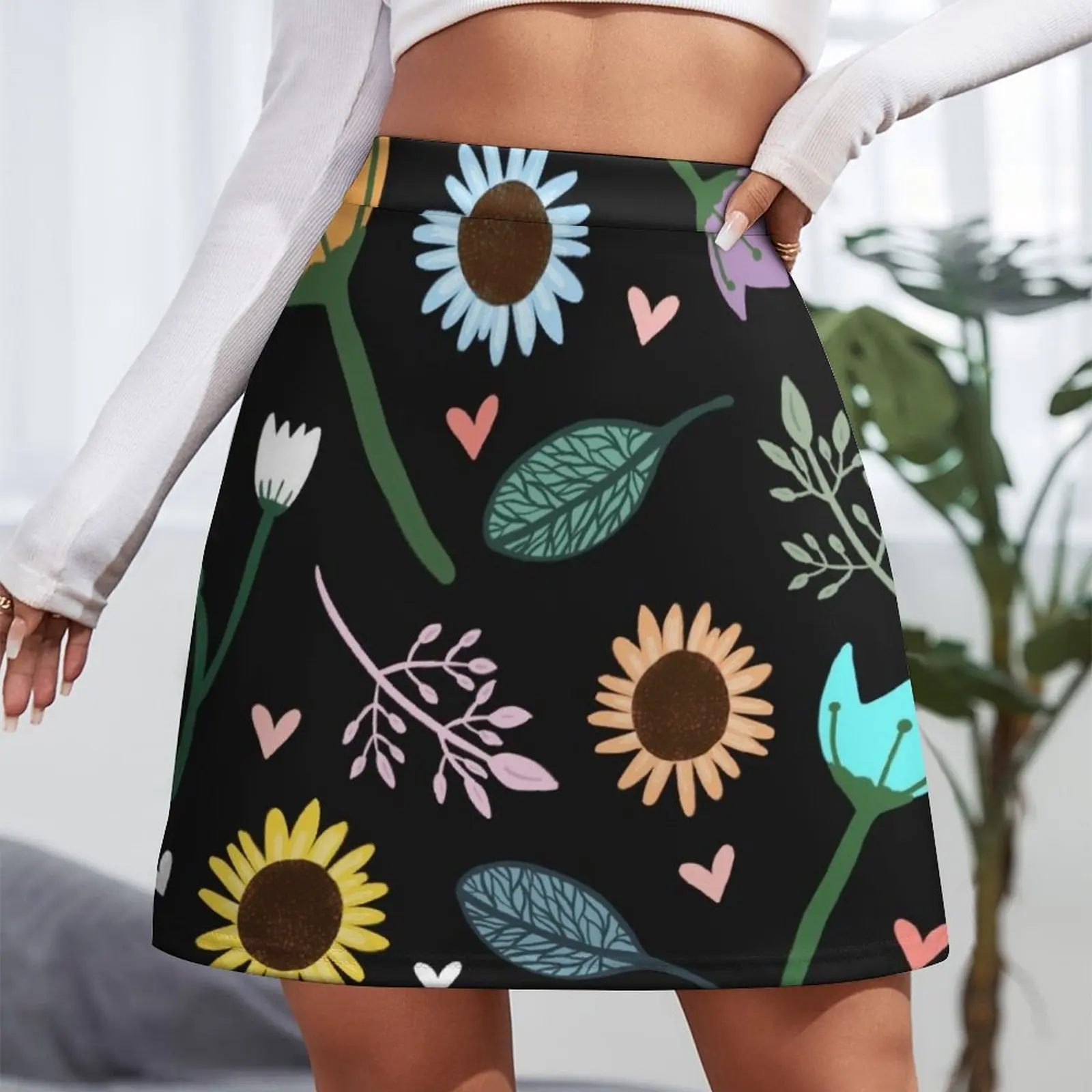 Happy Nature Print Mini Skirt Miniskirt Skirt pants night club women skirts women summer 2024