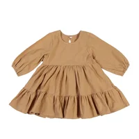 Full Sleeve Toddler Baby Girl Dress Cotton Solid Full Sleeve Infant Dress 1