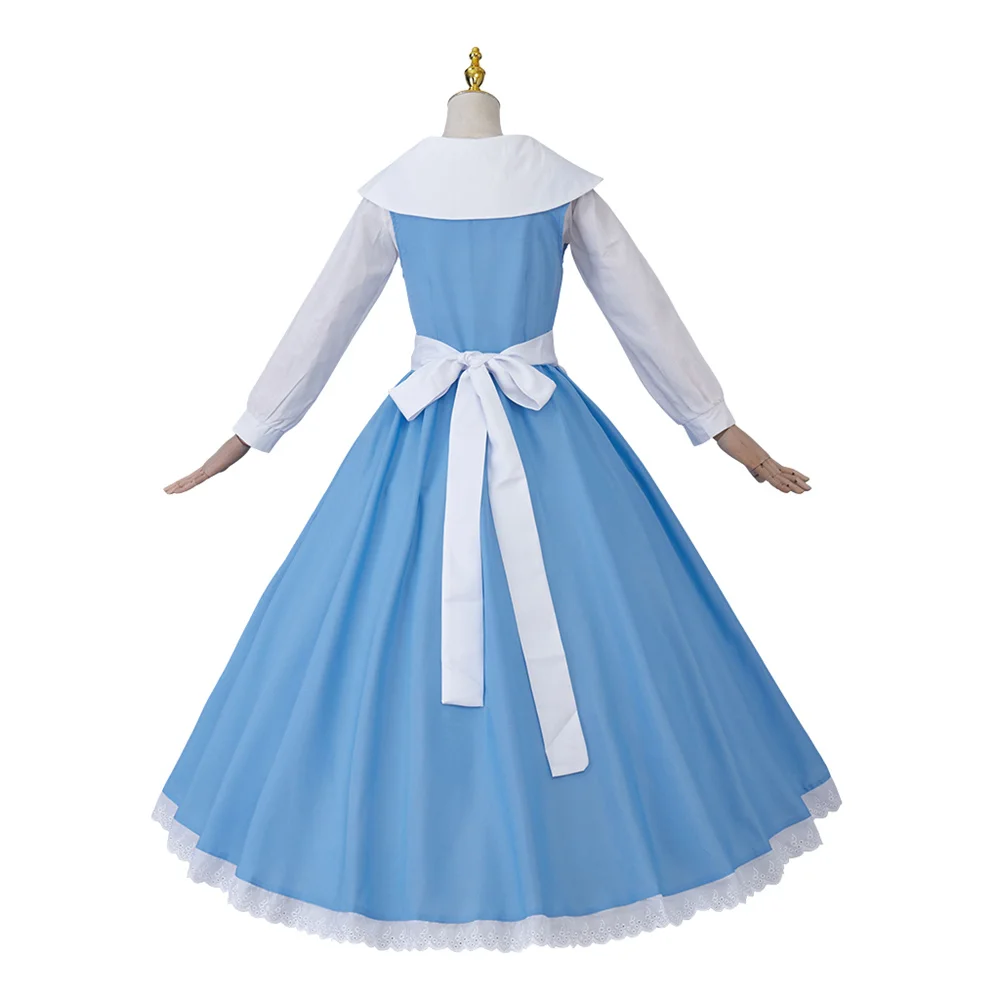 Anime Cosplay Prinses Kostuum Belle Blue Meid Jurk Voor Volwassen Vrouwen  Dorpsfeest Outfits Halloween Carnaval Baljurk Met Strik - AliExpress, image size:1000x1000