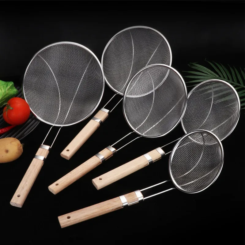 Description Picture 5 of item5-Size Stainless Steel Food Filter Spoons Colander French Fries Strainer Noodle Drainer Kitchen Cooking Skimmer Utensils
