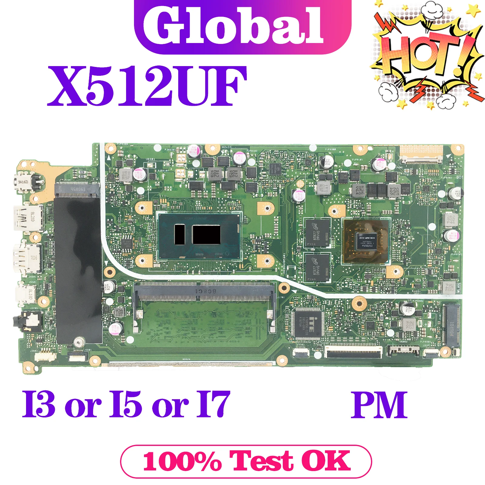 

KEFU Mainboard For ASUS X512U X512UA X512UB X512UF F512U A512U Y5100U V5000UA Laptop Motherboard 4417U i3 i5 i7 Gen 4GB-RAM