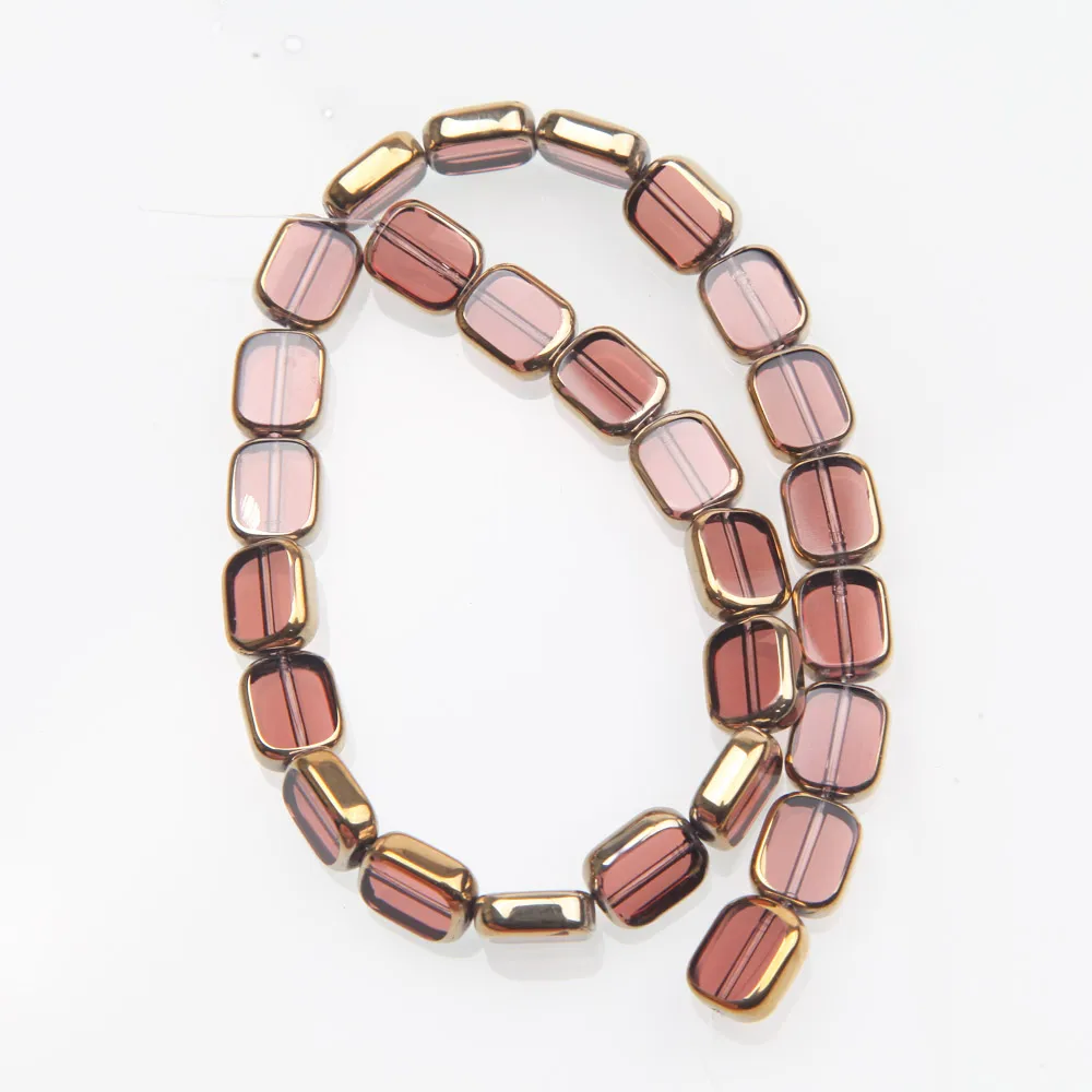 28PCS 9X11mm Gold Rand Rechteck Glas Perlen für Schmuck Machen Armband Halskette Liefert Erkenntnisse Glas Charms Zubehör – Detail 7