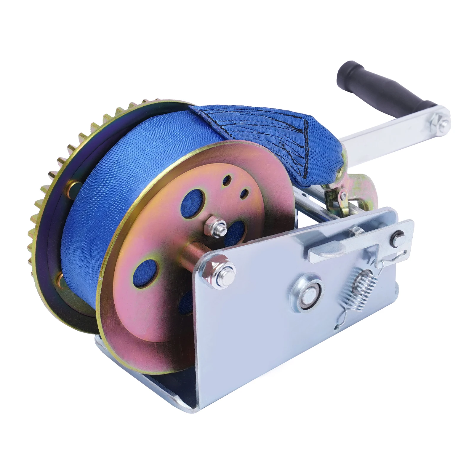 1588kg/3500lbs Hand Winch w/ 10m Strap, Manual Rescue Winch Boat Winch, Heavy Duty Rope Crank Winch