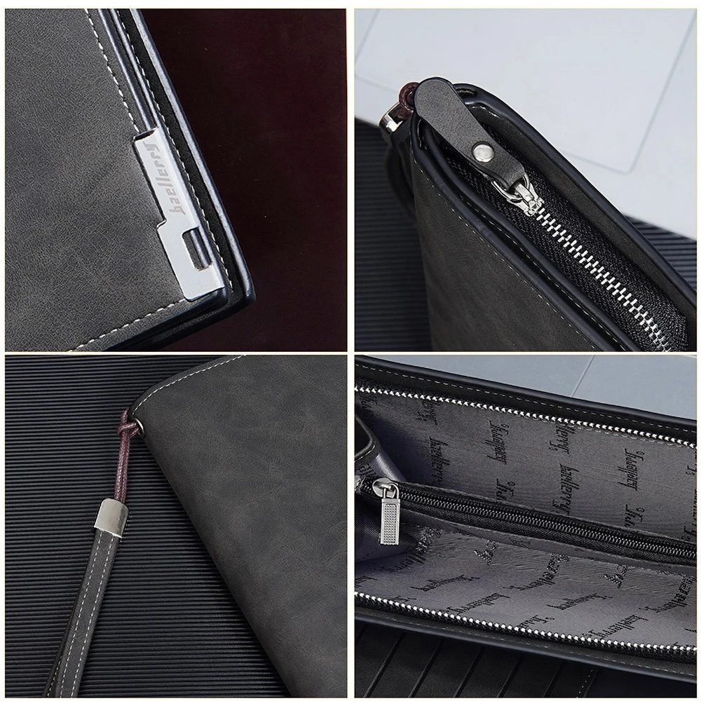 Executive Anti-Loss Wallet Long Design Integrated Phone Pocket Secure Zipper System RFID Shielded Commuter