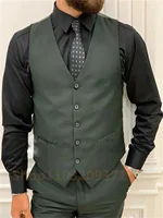 3 Pieces Post Green Suits Men Suits Wedding Wear Business Male Groom Wedding Dress Jacket Vest Pants Set Blazers Coat 2