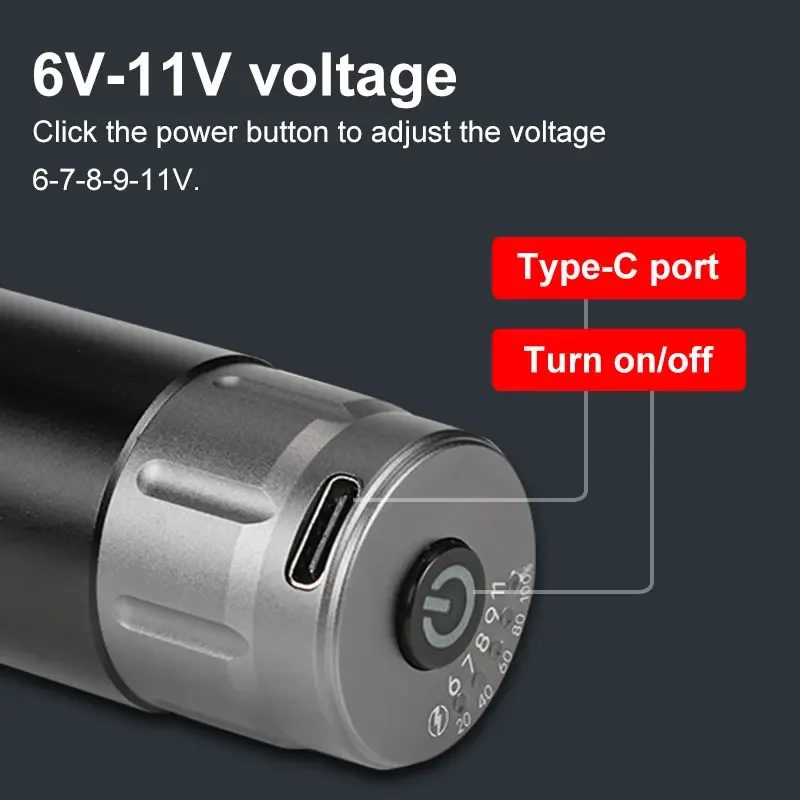 Mini Wireless Power Supply for Rocket Rotary Tattoo Machine Pen RCA Connector Type-C Rechargeable Portable tattoo power supply tattoo battery pack