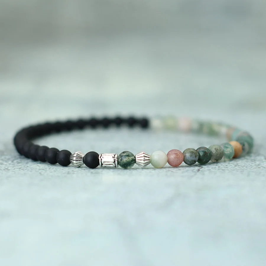 Silver Color Viking Beads Bracelet with Natural Howlite Stone