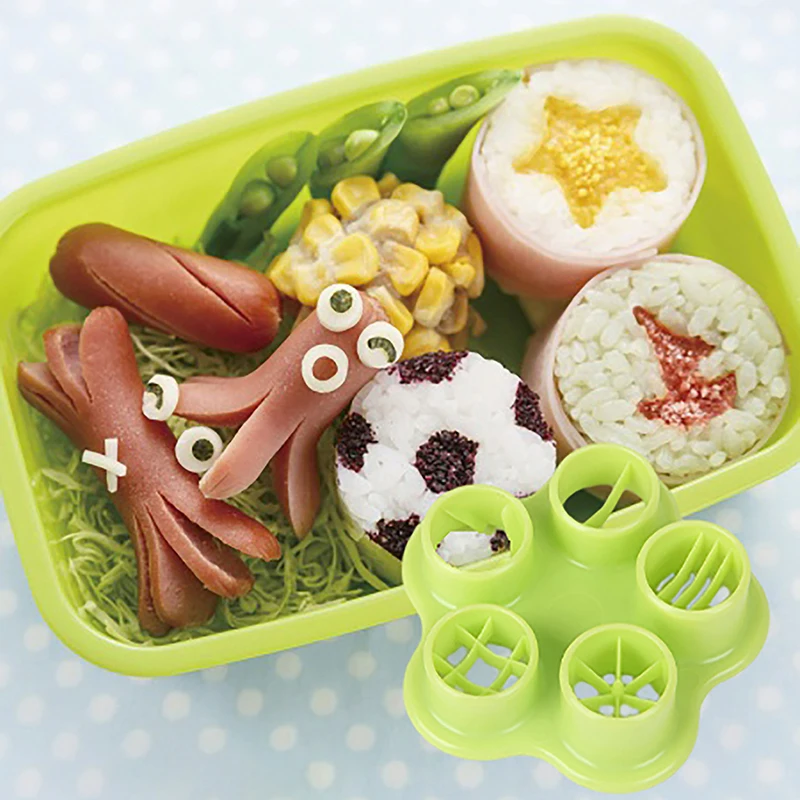 5 In 1 Flower Crab Octopus Style Ham Sausage Cutter Barbecue Hot Dogs Cutter Kitchen Cutting Mold Mould Set DIY Bento Decoration