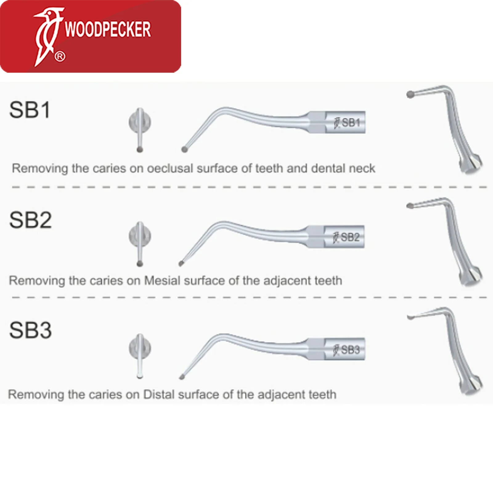 Original Woodpecker Dental Ultrasonic Scaler Tips Cavity Preparation For EMS UDS Ultrasonic Piezo Scaler Handpiece SB1 SB2 SB3