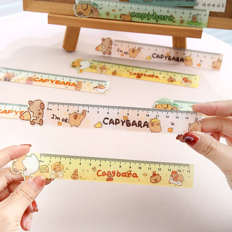 Acrylic Ruler 3pcs 15CM Cute Cartoon Capybara Student Drawing and Measuring Supplies Stationery stainless steel ruler,triangle ruler,ruler set,drawing ruler,straight ruler,folding ruler,metal ruler,plastic ruler,quilting ruler,rotatable ruler