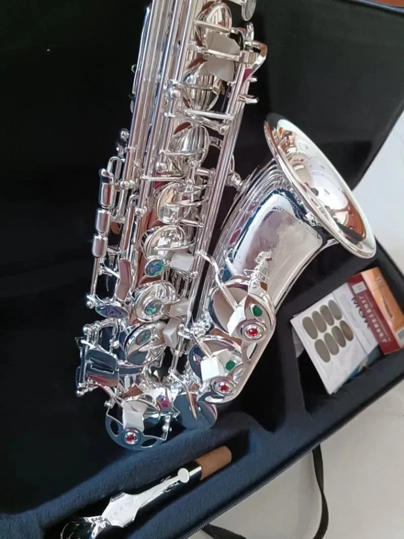 2025 Mark VI Alto Saxophone Silver Plated E Flat Brand Professional Musical Instrument Sax With Case Brass mouthpiece Reed