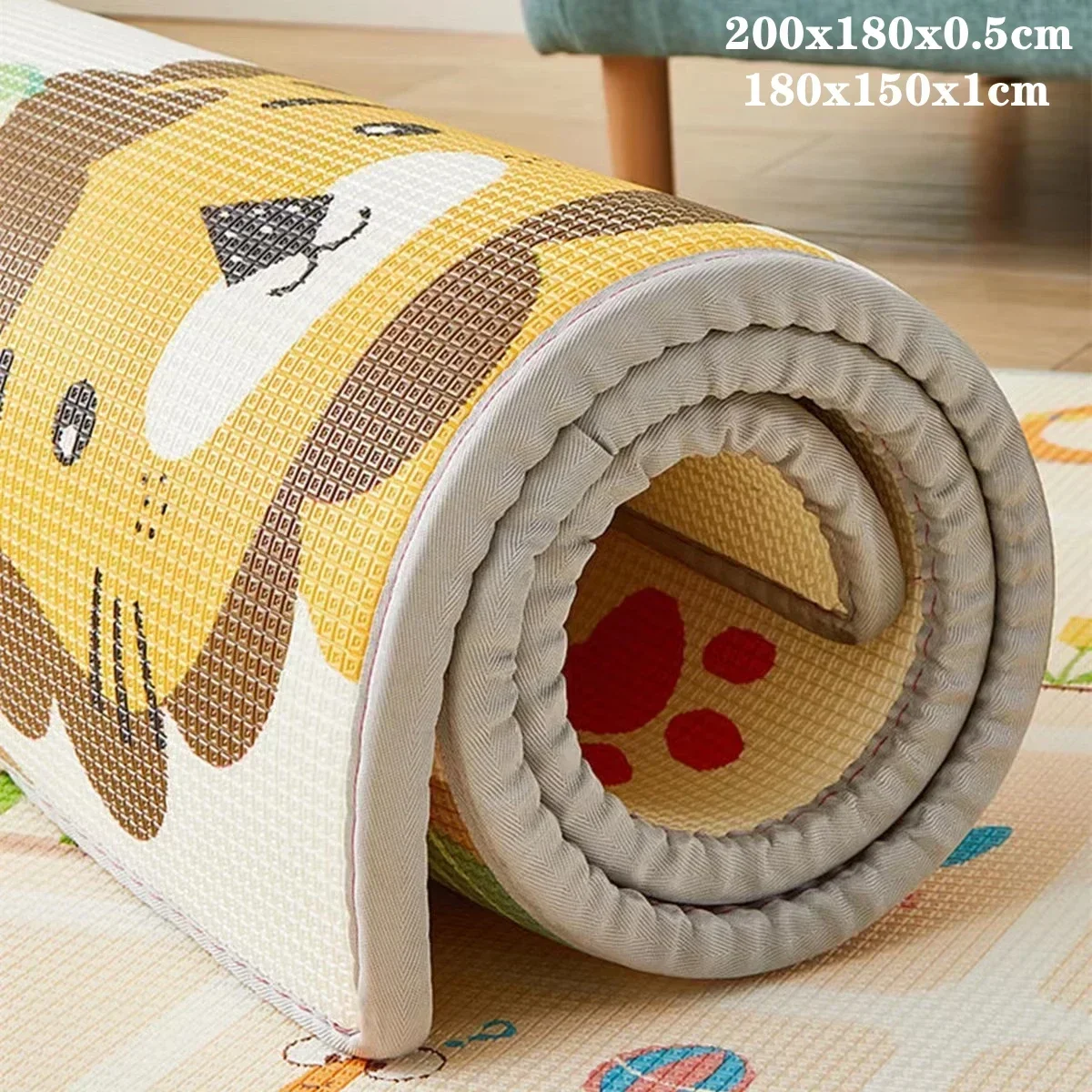 Thick Baby Crawling Play Mats 200cm*180cm Cartoon Lion Giraffe Folding Mat Carpet Play Mat for Children's Safety Mat Rug Playmat