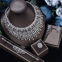 2023 New Cubic Zirconia Crystal 4-Piece Set Dubai Necklace Set Suitable for Bridal Wedding Jewelry Set 2