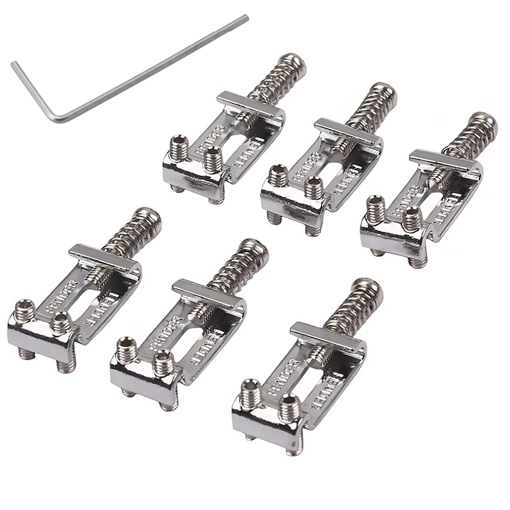 Roller Tremolo Bridge Sättel ​ ​ 6 Stück mit Schraubenschlüssel – Präzisions-Zinklegierung für Fender Strat/Tele/ST E-Gitarre, Upgrade-Teile ​ ​ – Detail 1