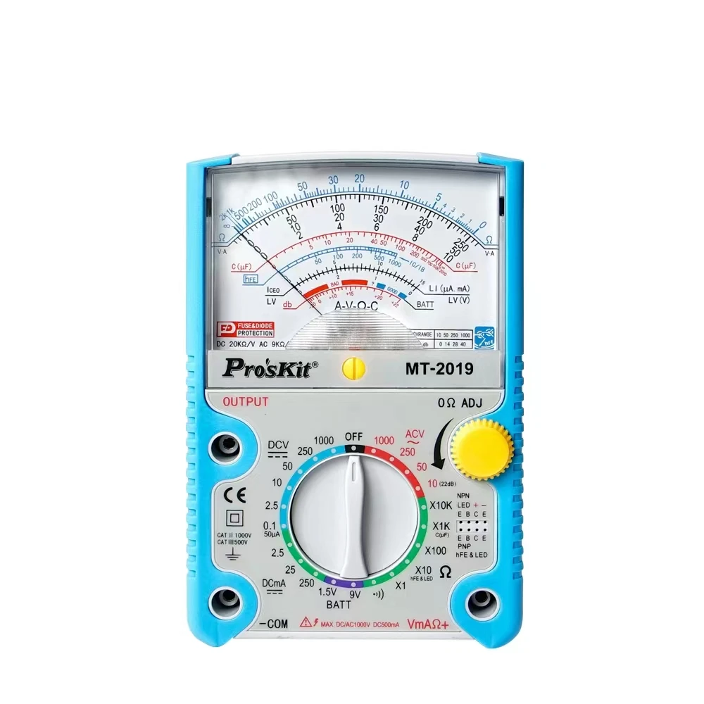 Pro'skit-MT-2019 Pointer Type Anti-misdetection Analog Multimeter, Ohm Test Meter, 24 Gears Pointer, Universal Meter