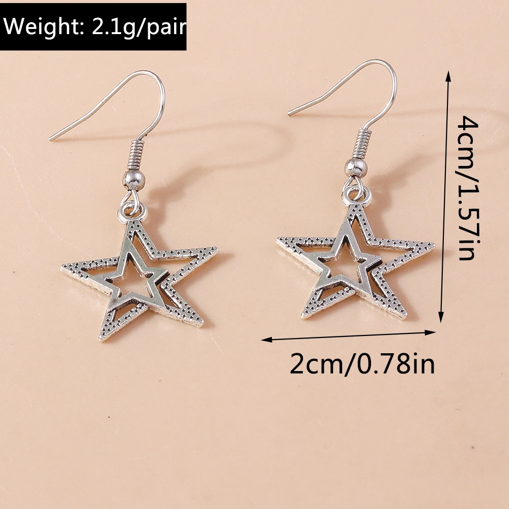 Aihua Gotische Griechische Sonne-Mond-Ohrringe für Frauen Asymmetrische Halbmond-Stern-Ohrringe Hip-Hop Einfacher Schmuck Geschenke – Detail 6