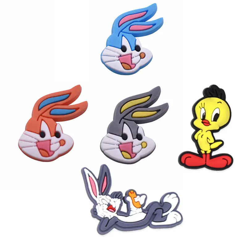 1pcs Kawaii Cartoon Rabbit Croc Charms Shoe Buckles Accessories Fit Bands Bracelets JIBZ Kids Party X-mas Gift | Обувь