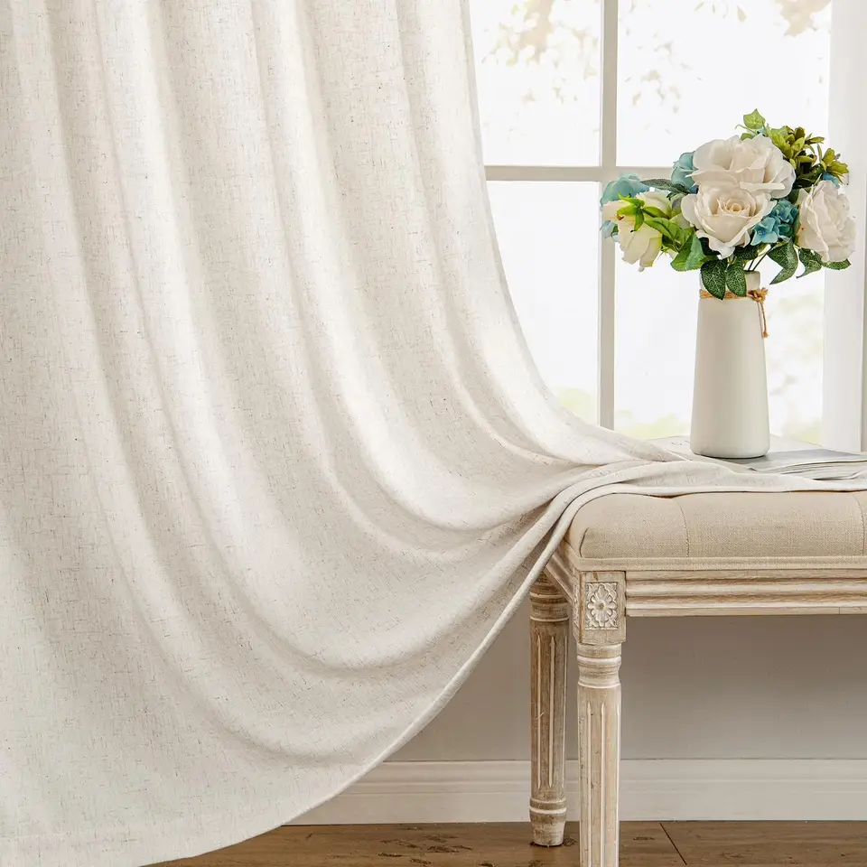 Light Filtering Privacy Linen Window Curtains