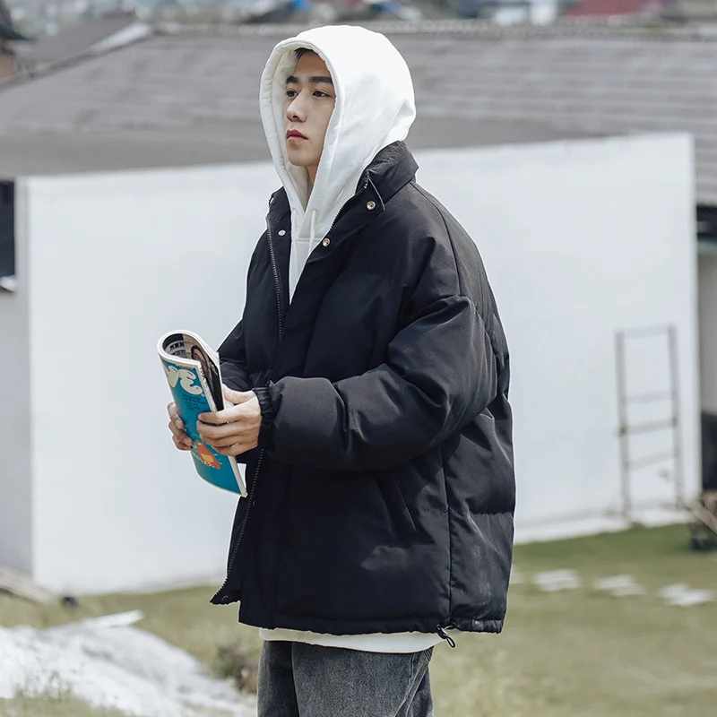 

Зимняя мужская теплая Модная многоцветная Повседневная утепленная куртка большого размера, Мужская Корейская свободная короткая куртка, Мужская Паркер, верхняя одежда