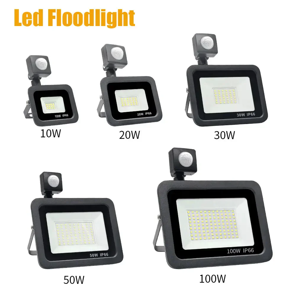 Led Flood Light Focus With Motion Sensor Outdoor 220V Waterproof Ip66 10W 20W 30W 50W 100W Led Spotlight Garden Street Wall Lamp