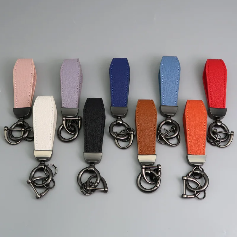 Free Letter High Quality Fashionable Lamb Pattern Leather Car Keychain Simple Anti Loss Moisture Brand Metal Keychain