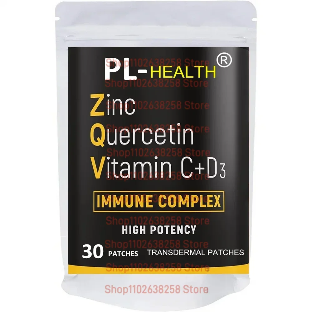 Zinc Quercetin Transdermal Patches with Vitamin C Vitamin D3 Immune Support-30 Patches One Month Supply