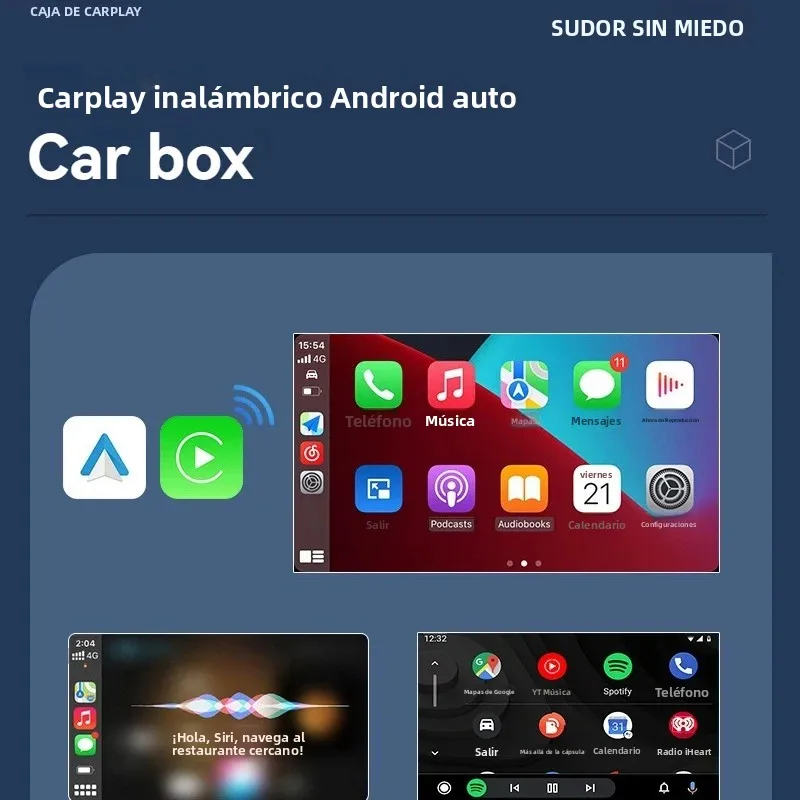 Adaptador Carplay inalámbrico 2 en 1 para iPhone, android, auto, apple, Carplay inalámbrico, Mini USB, Ai Box, Carplay para Toyota, Volvo, Hyundai 6