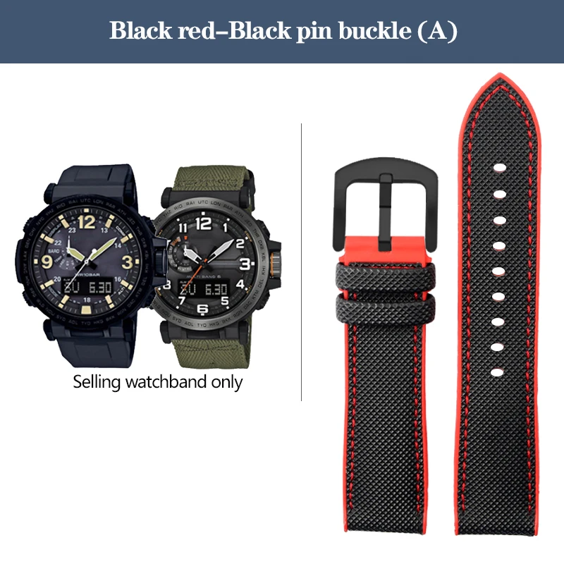 Durable Nylon Rubber Bottom Sports Watchband - 24mm Canvas Silicone Strap