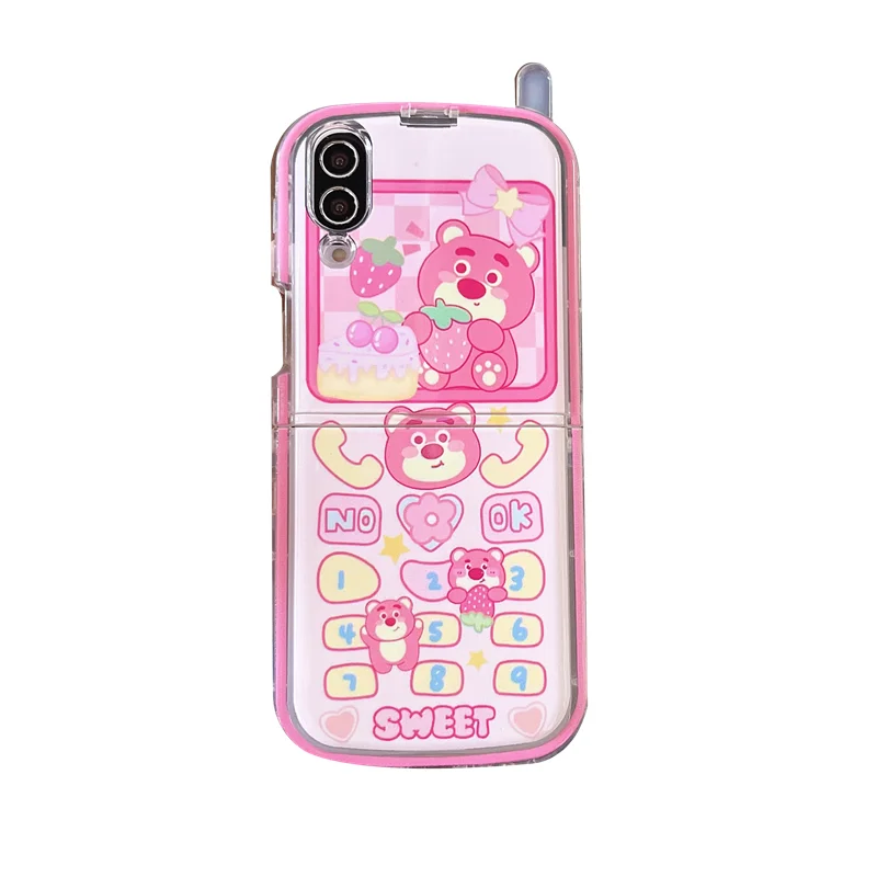thumbnail image 1 of Sanrio Hello Kitty Cat Hidden bracket Pink Phone Case For Samsung Galaxy Z Flip 3 4 5 5G ZFlip5 ZFlip4 Flip5 Flip4 5G Soft Cover, 1 of 5