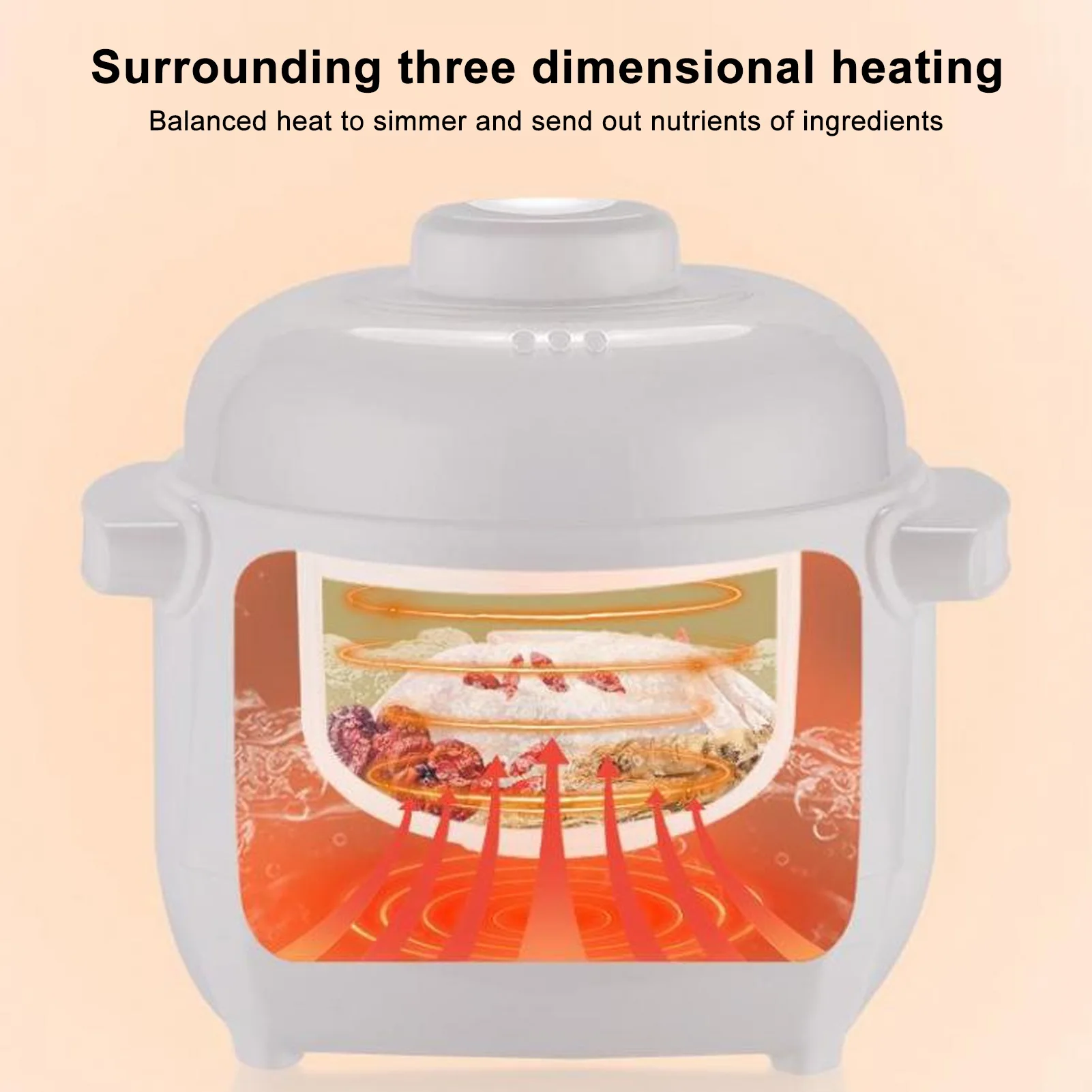 1L Electric Stew Pot Appointment Timing Smart Prevent Dry Burning Cooker Ceramic Soup Pot for Home Kitchen Electric Slow Cooker